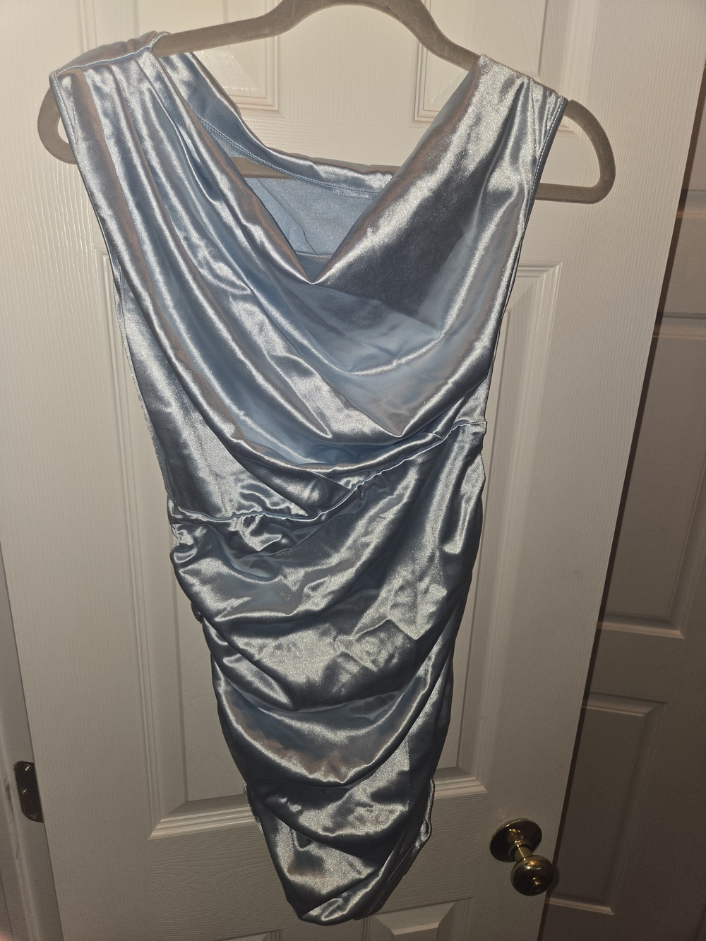 Sexy Satin Cowl Neck Cocktail Dresses - Light Blue or Pink